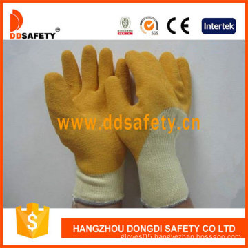 Beige T/C Shell with Yellow Latex Rough Finished Glove (DKL711)